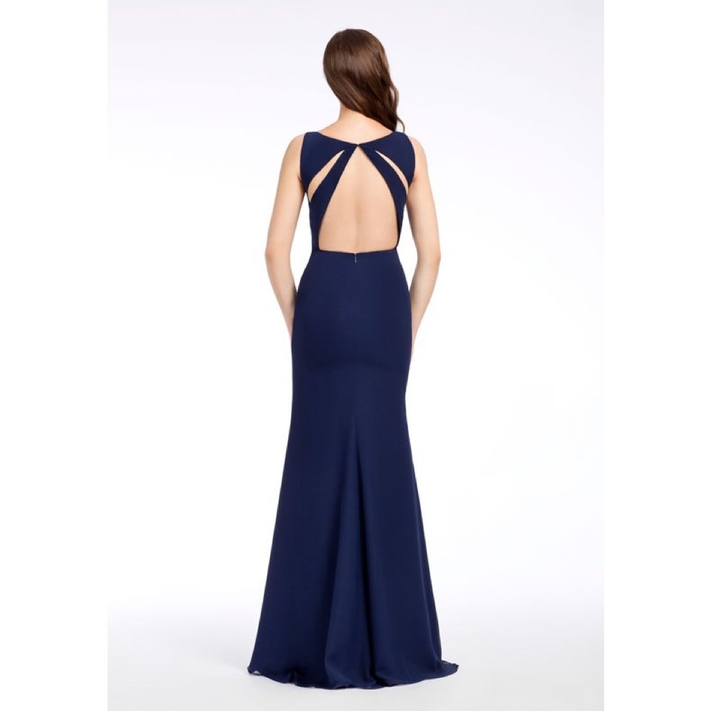 Hayley Paige GREY Cut-out-back Long Formal Dress - Picture 3 of 8